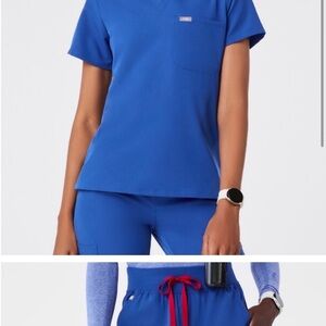 Figs galaxy blue scrub top